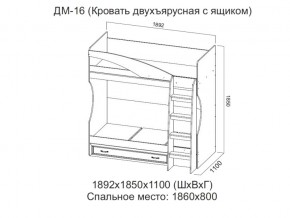 ДМ-16 Кровать двухъярусная с ящиком в Чусовом - chusovoj.magazin-mebel74.ru | фото