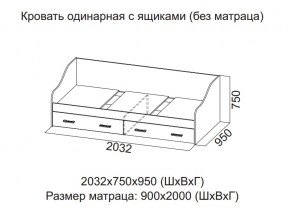 Кровать одинарная с ящиками (Без матраца 0,9*2,0) в Чусовом - chusovoj.magazin-mebel74.ru | фото