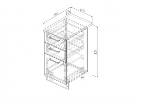 Н3Я 40 Модуль нижний Без Столешницы 3 ящика МН3Я 40 в Чусовом - chusovoj.magazin-mebel74.ru | фото