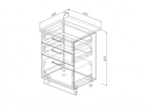 Н3Я 60 Модуль нижний Без Столешницы 3 ящика МН3Я 60 в Чусовом - chusovoj.magazin-mebel74.ru | фото